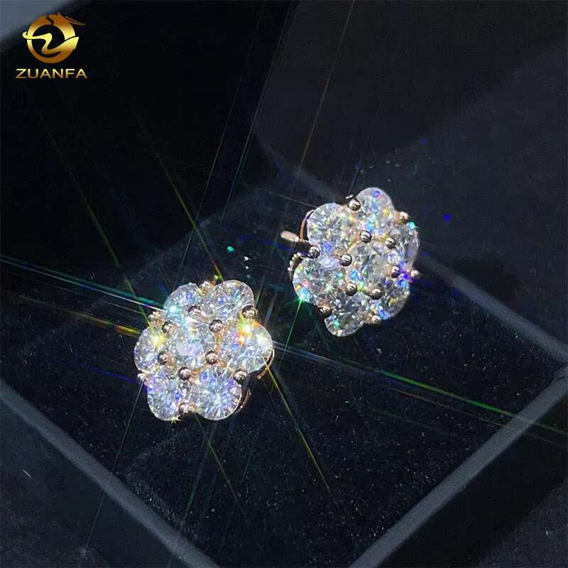 Hot Sale Dropshipping Fashion Jewelry Earrings 18K Gold Plated 925 Silver VVS-Fl GRA Iced Out Screw Back Moissanite Stud Earring
