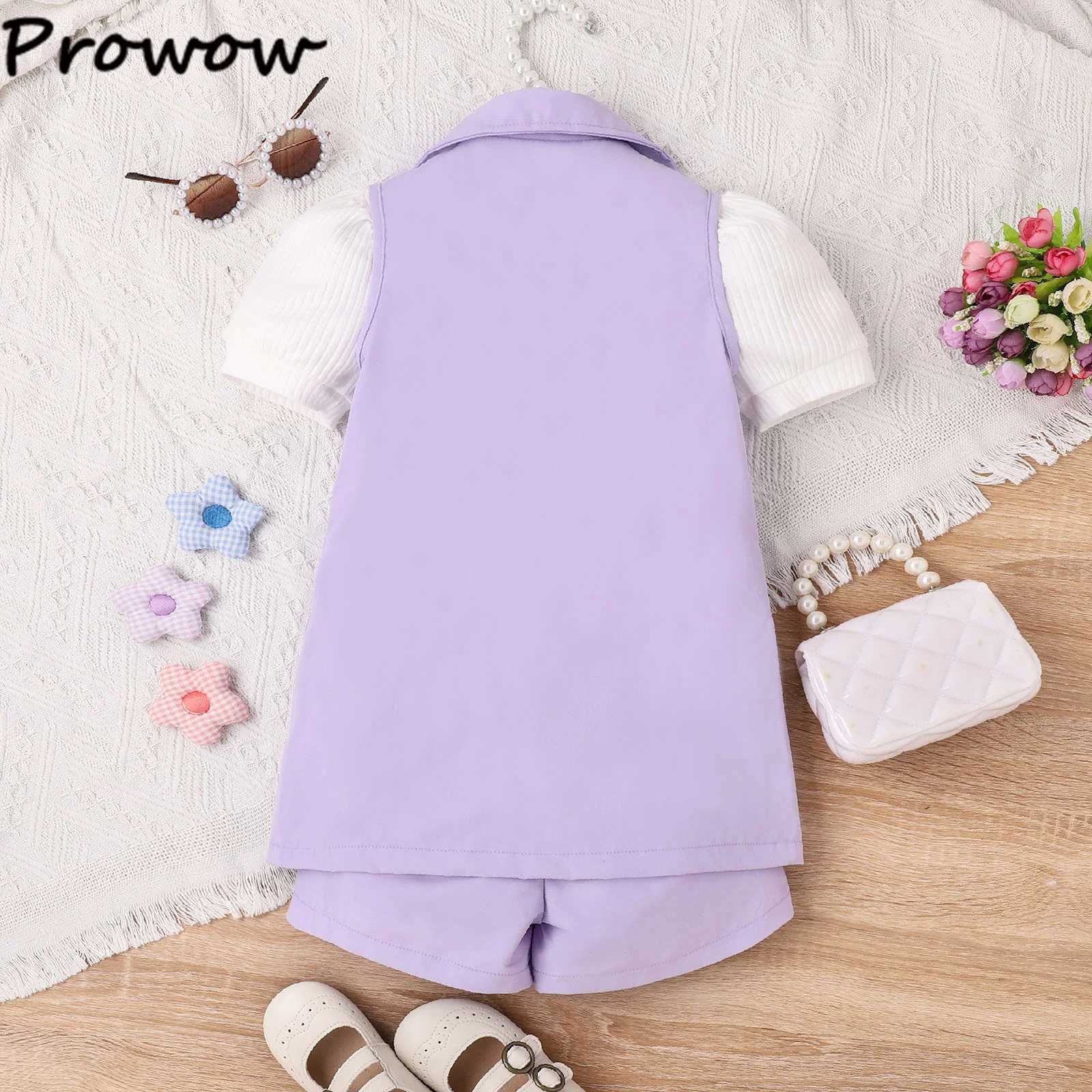 Professional summer womens collar jacket+fluffy sleeve T-shirt+high waisted shorts childrens clothing girl luxury setXJ250410