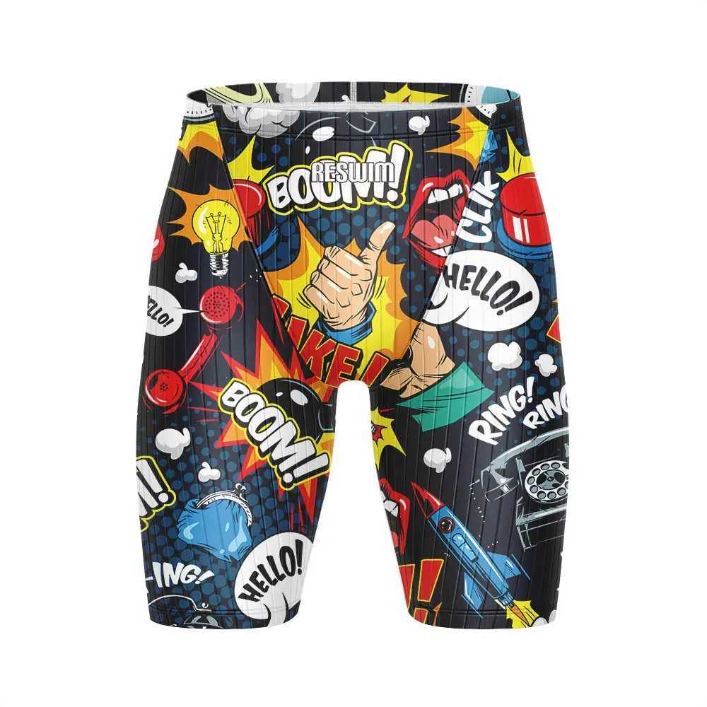 2025 Summer Mens Swimming Jammer Endurance Exercise Training Swimsuit Beach Swimming Relay Professional Swimsuit Jammer Tight Surfing ShortsW250410