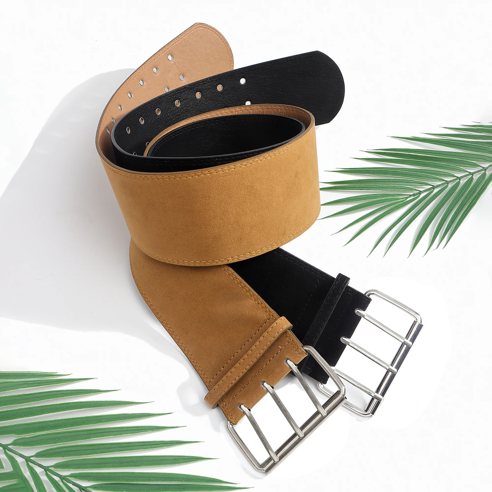 trendy retro punk street girl three-button suede belt decoration skirt and pants waistband 251110