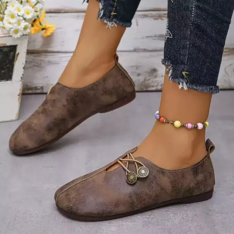 Women Shoes er Shoes Woman Square Toe Japanned Leather Flats Vintage Narrow Band Loafers Shoes for Women 250410