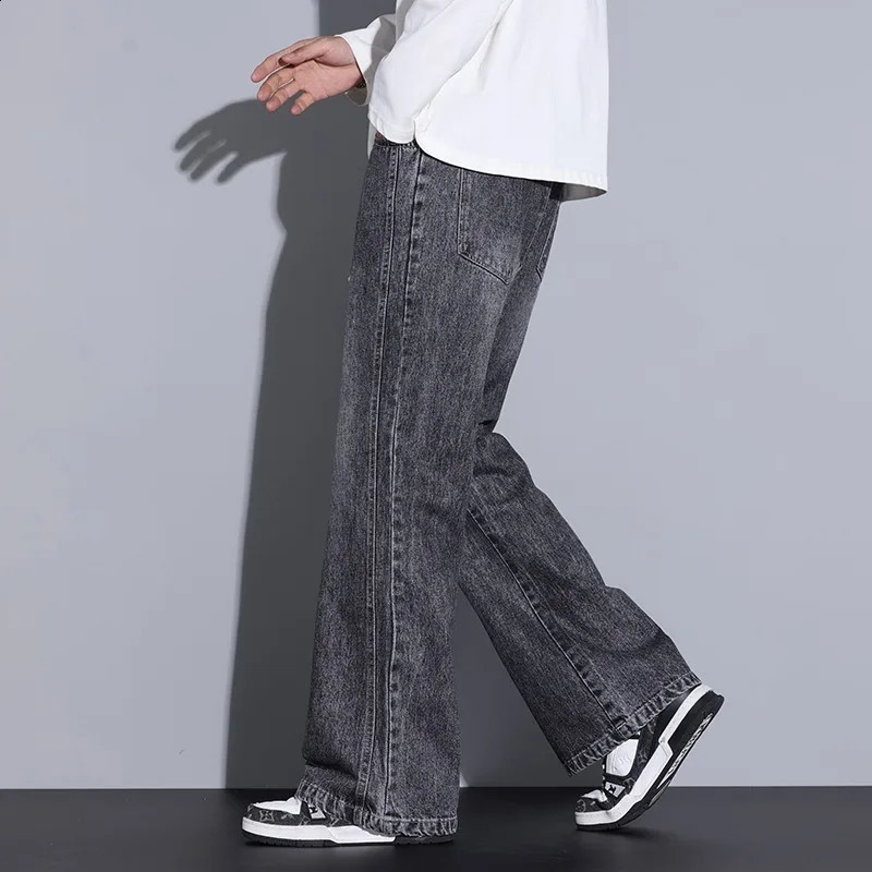 Mens casual straight leg jeans Bell bottom American loose fit lightweight mens summer clothing tray 250407