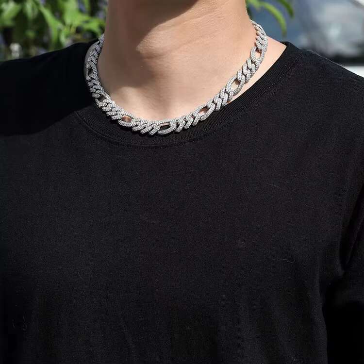 New Design Hip Hop Chain 13mm Wide 925 Silver Necklace D/VVS Moissanite Necklace Bling Cuban Link Chain