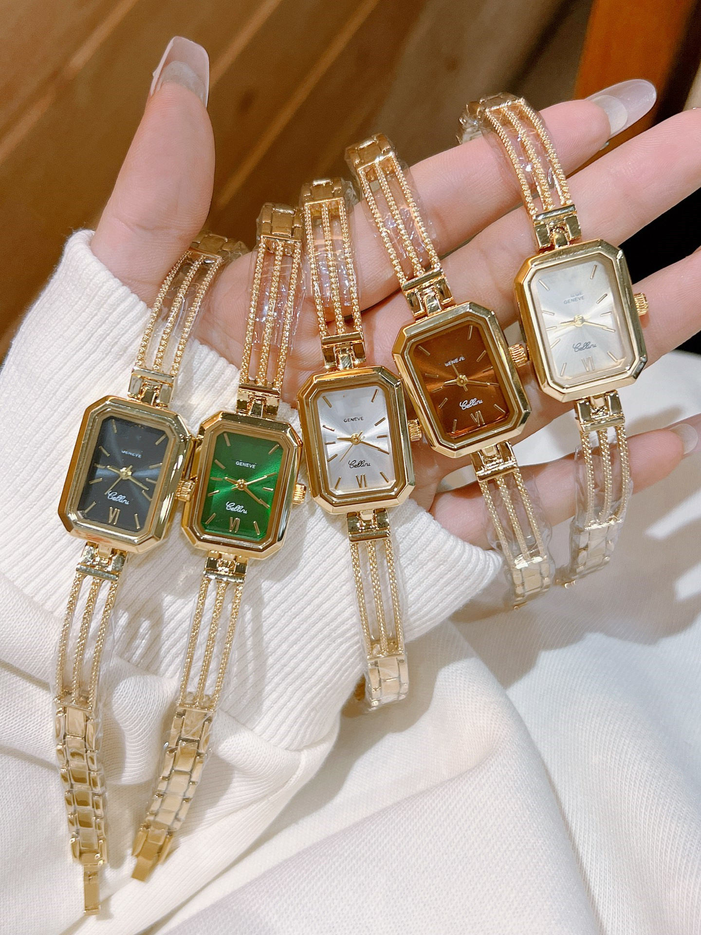 Luxury Womens Square geneve Watch Designer Watches Premium Quartz Movement Stainless Steel Bracelet women Wristwatches #215