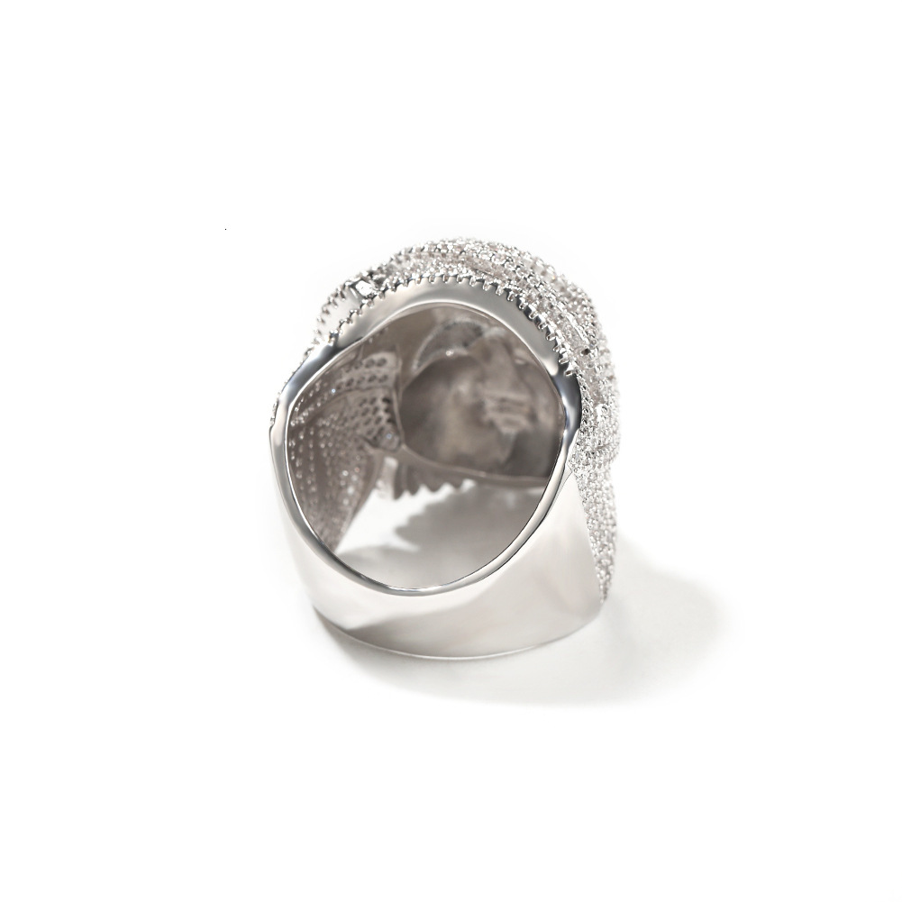 hip-hop VVS Moissanite ring portrait ring with niche design exaggerated and trendy mens ring