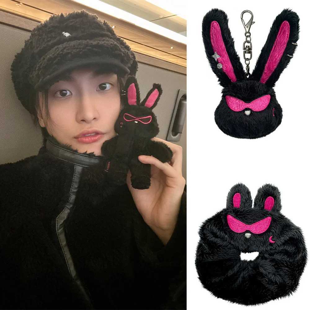 Kpop keychain 13cm cartoon cute plush headband black long ear pendant bag accessory keychain Kpop idol Yeosang San fan gift W250411