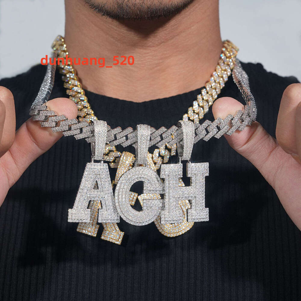 Custom Hip Hop Pendent Gold Plated Sterg Sier Iced Out VVS Moissanite Dia Initials Letter Fine Pendant