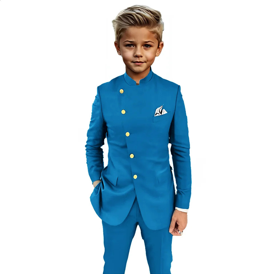 African Style Suit for Kids Classic Boys Suit Wedding Tuxedo 2-piece Set Long Blazer Pants Custom Clothes for Boy 250410