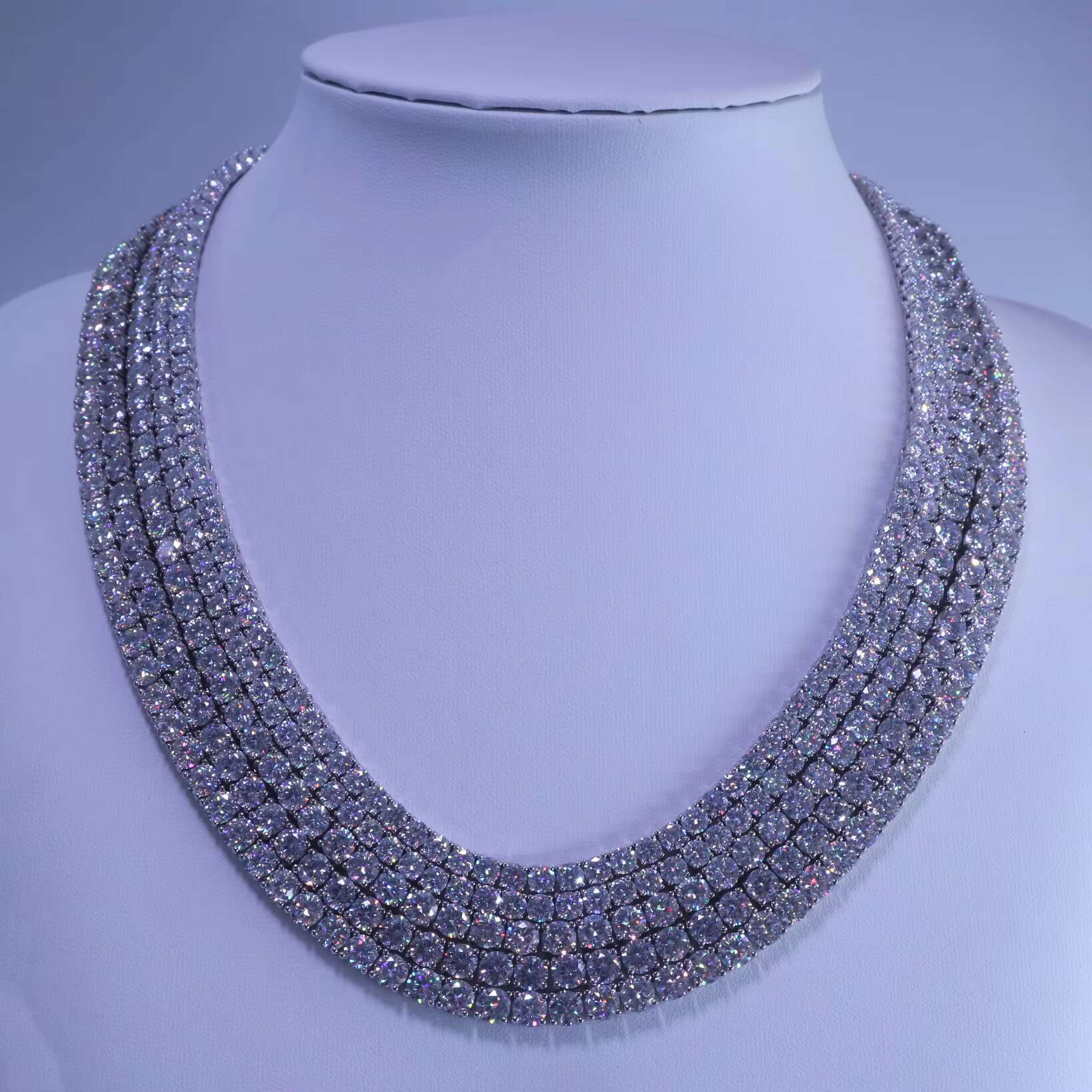4mm Moissanite Necklace D Color VVS S925 Gold Plated Iced Out Moissanite Tennis Chain