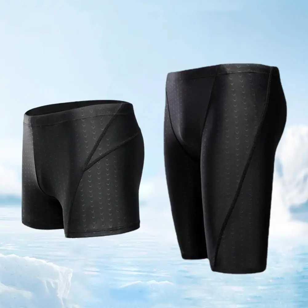Mens swimming shorts waterproof quick drying swimsuit mid waist soft and breathable solid color plus size swimsuitW250410