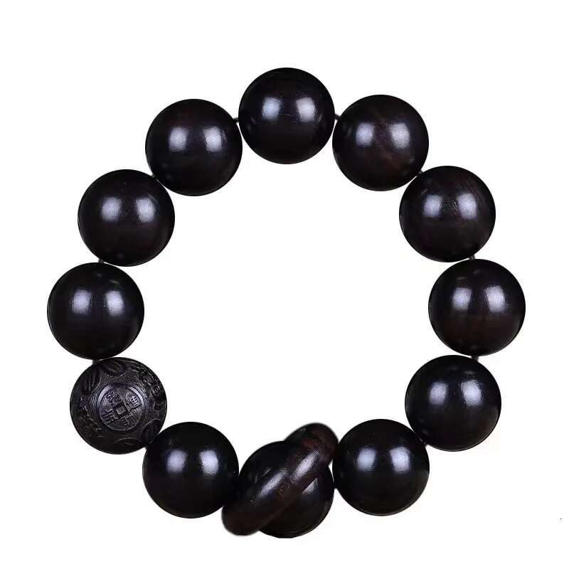 Natural Black Bracelet Single Circle In Stock Wholesale Silk Ebony Small Leaf Rosewood Buddhist Beads Men's Ethnic Style B