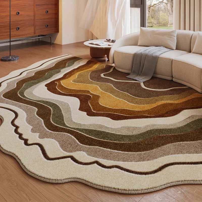 French Style Bedroom Sea Waves Decor Carpet Irregular Shapes Carpets for Living Room Home Thick Plush Floor Mat Fluffy Soft Rug Y251110