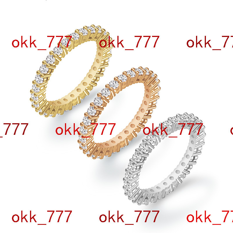 Starsgem Fine Luxury Custom Jewelry Promise Ring Round Moissanite Eternity Full Wedding Ring Band 14k Gold Rings for Women