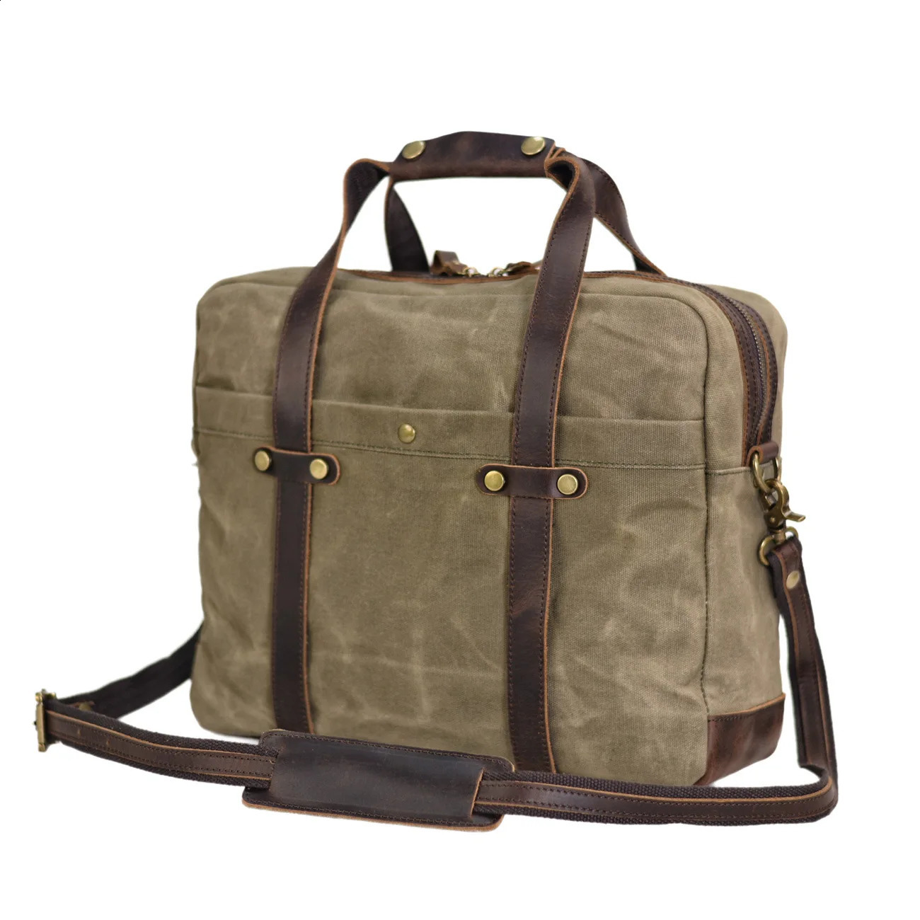 Business travel mens handbag retro office shoulder bag 15.6-inch computer handbag waterproof canvas briefcase crossbody bag 250410