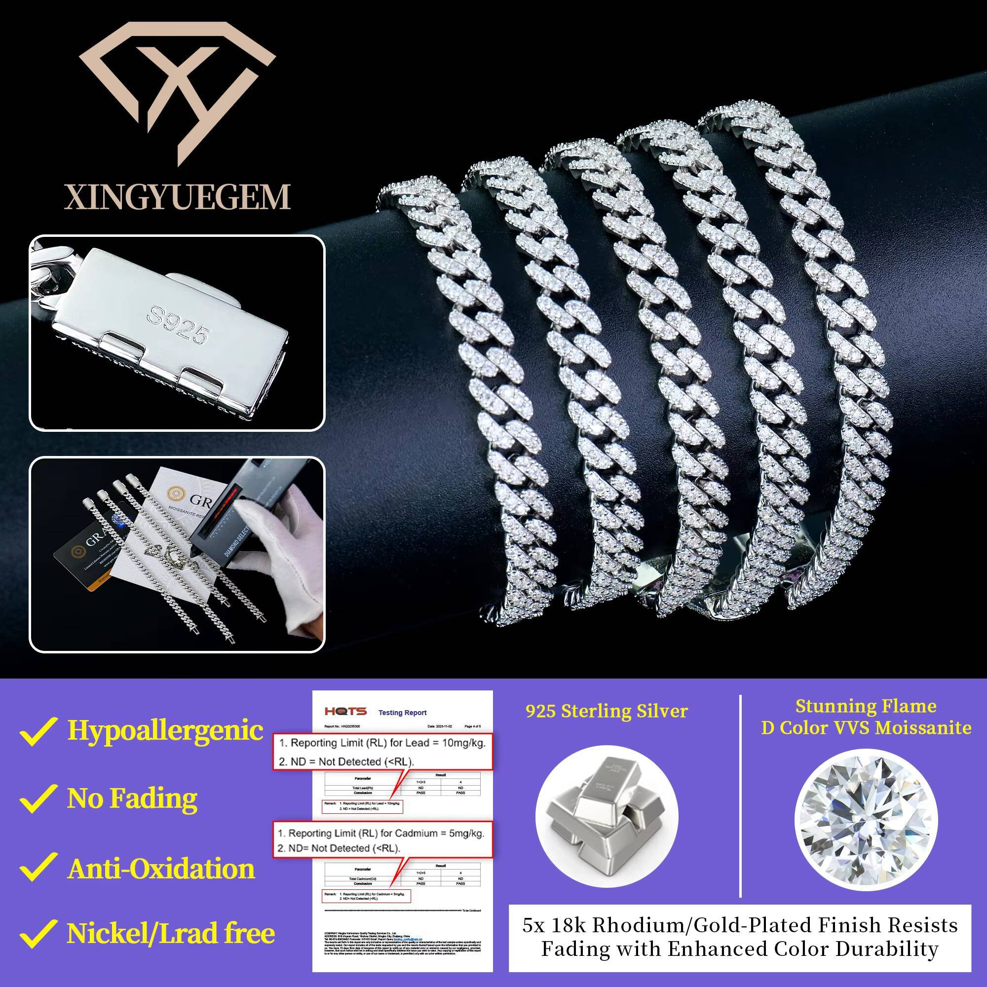Fast Delivery Miami 6mm Cuban Link Bracelet Mossanite Moissanite Diamond Vvs Gra Iced Out Hip Hop 925 Silver Men Hip Hop Jewelry