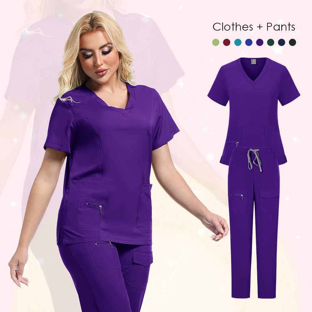 Nurse Scrubs New Fashion Medical Scrub Soft Breathable Jogger Pants Set Surgical Uniforms Woman Nursing Clinical Doctor Workwear X2504109