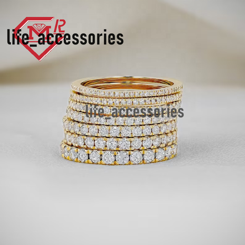 Custom Lab Diamond Ring Wedding Band 925 Silver 2mm 3mm 4mm Eternity Lab Grown Diamond Ring
