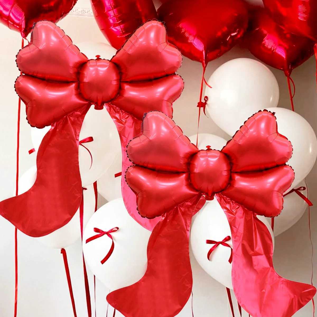 Christmas 2pcs red bow balloons for bow decoration birthday Valentines Day wedding bachelorette decoration engagement Y251111