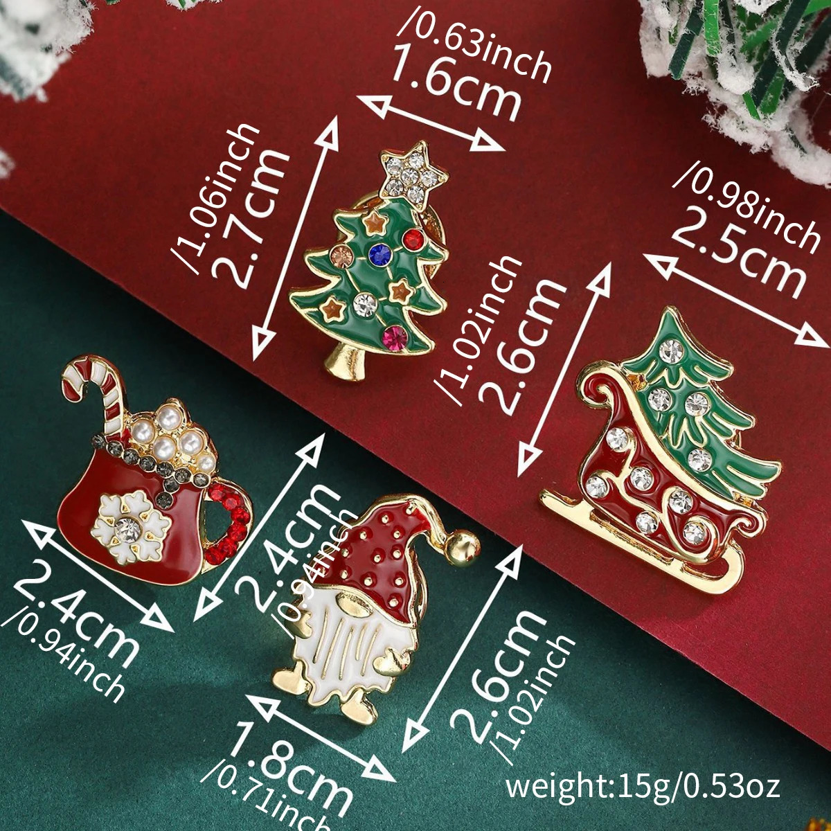 4 Pcs Drip Oil Santa Claus Christmas Tree Sled Car Brooches for Women Men Year Office Party Jewelry Accessories 251103
