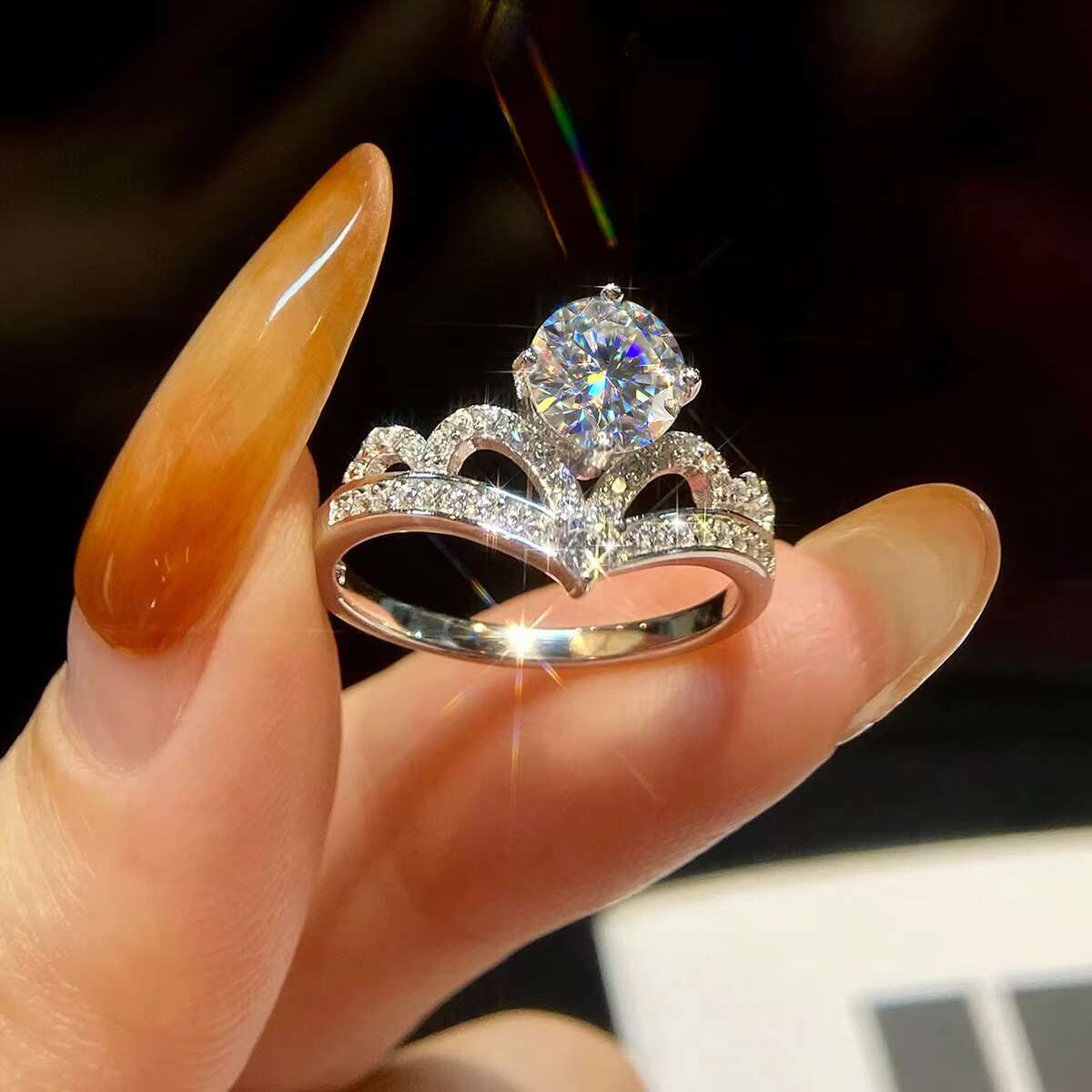 Wholesale Pure S925 Sterling Silver Gra Diamond Moissanite Ring Wedding Fine Jewelry for Women