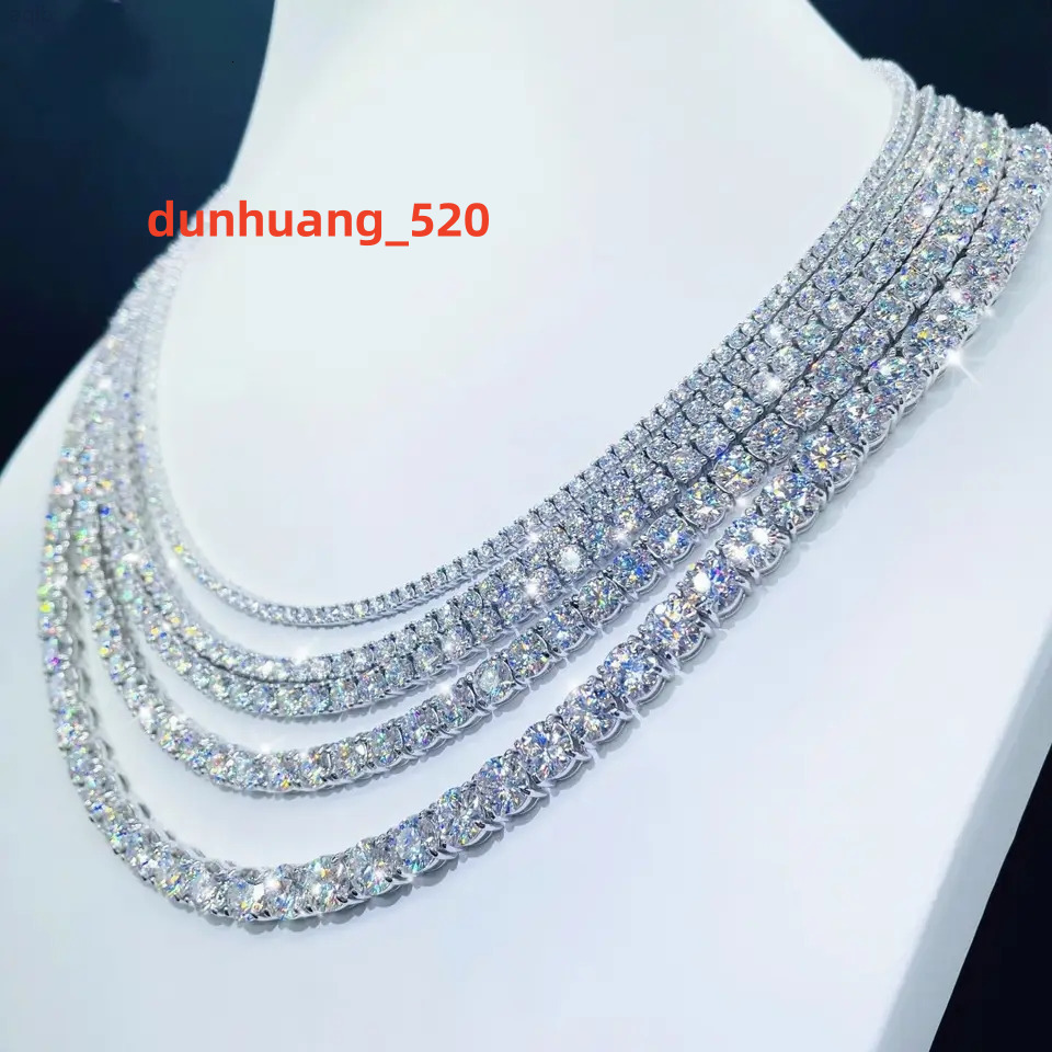 Voaino Link Chain Moissanite 925 Sterling Silver Chain Tennis Necklace