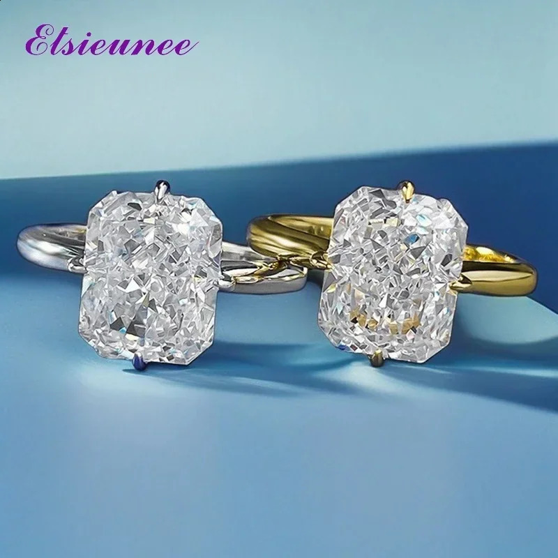 100% 925 sterling silver 4CT crushed ice cut high carbon diamond engagement jewelry ring for women 18k gold-plated gift 250407