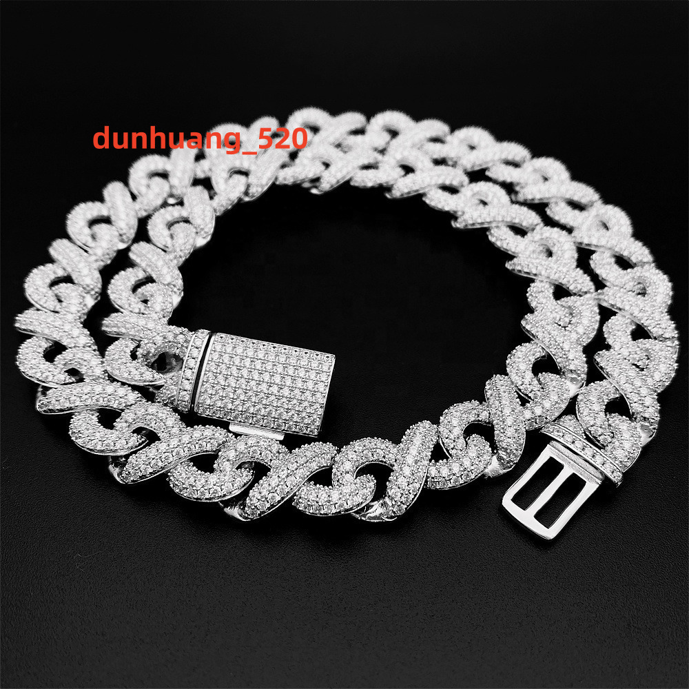 Cuban chain fashion trendsetter hip-hop versatile custom necklace bracelet 925 silver