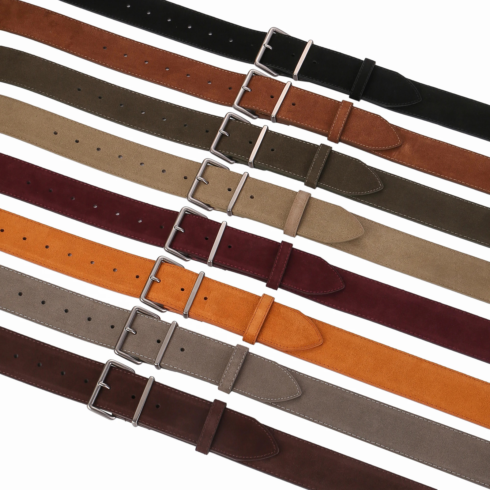 Ladies elegant suede cowhide belts retro style with gold buckle 43cm wide belts suitable for matching dresses and jeans 251110