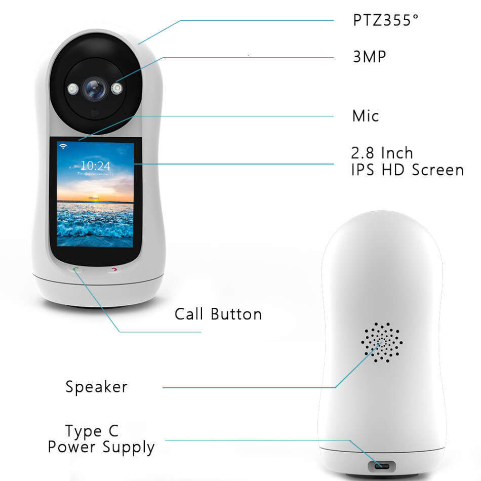 Video call wireless WiFi camera 360 degrees one touch Bluetooth call remote 3M screen bobblehead