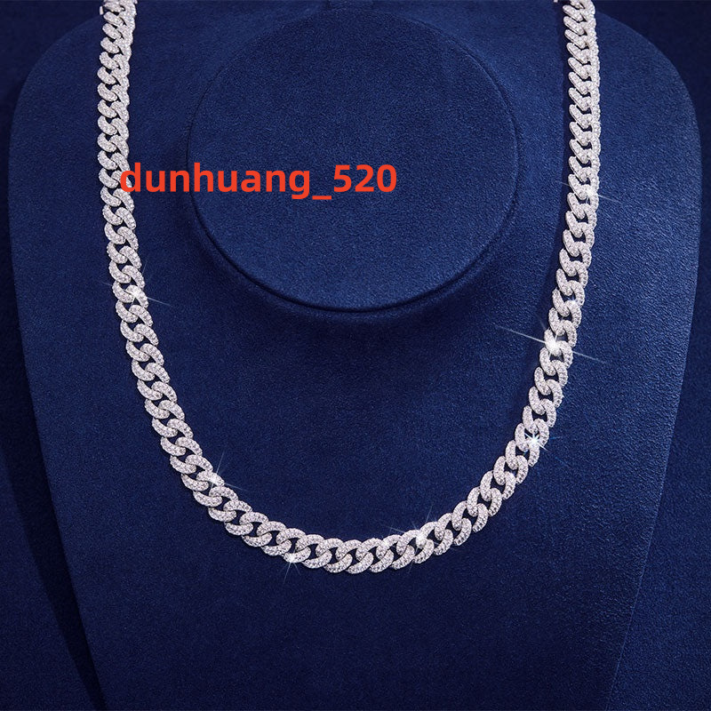 Hip Hop Jewelry 925 Sterling Silver Iced Out 10mm Miami Moissanite Cuban Link Chain Necklace