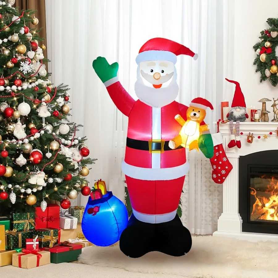 Christmas 7FT Christmas Inflatables Outdoor Decorations Inflatable Santa Claus with Gift Blow Up Yard Decorations with Builtin LED Lights Y251111