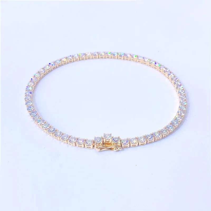 Iced 2mm Moissanite Tennis Bracelet Women 925 Sterling Silver D VVS1 Lab Diamond Link Chain Bracelets Bangle Pass Tester GRA
