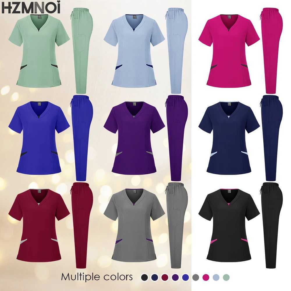 New style Medical Apparel Scrub Uniform Women Short Slved Scrubs Jumpsuit Medical Hospital Clothing Scrub Uniforms with Pocket X250410