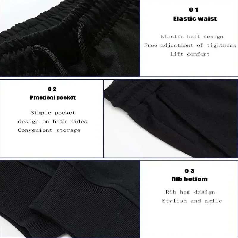 New mens cotton underwear Trouser line printing black sports pants fitness outdoor jogging drawstring pocket womens casual TrouserXJ250410