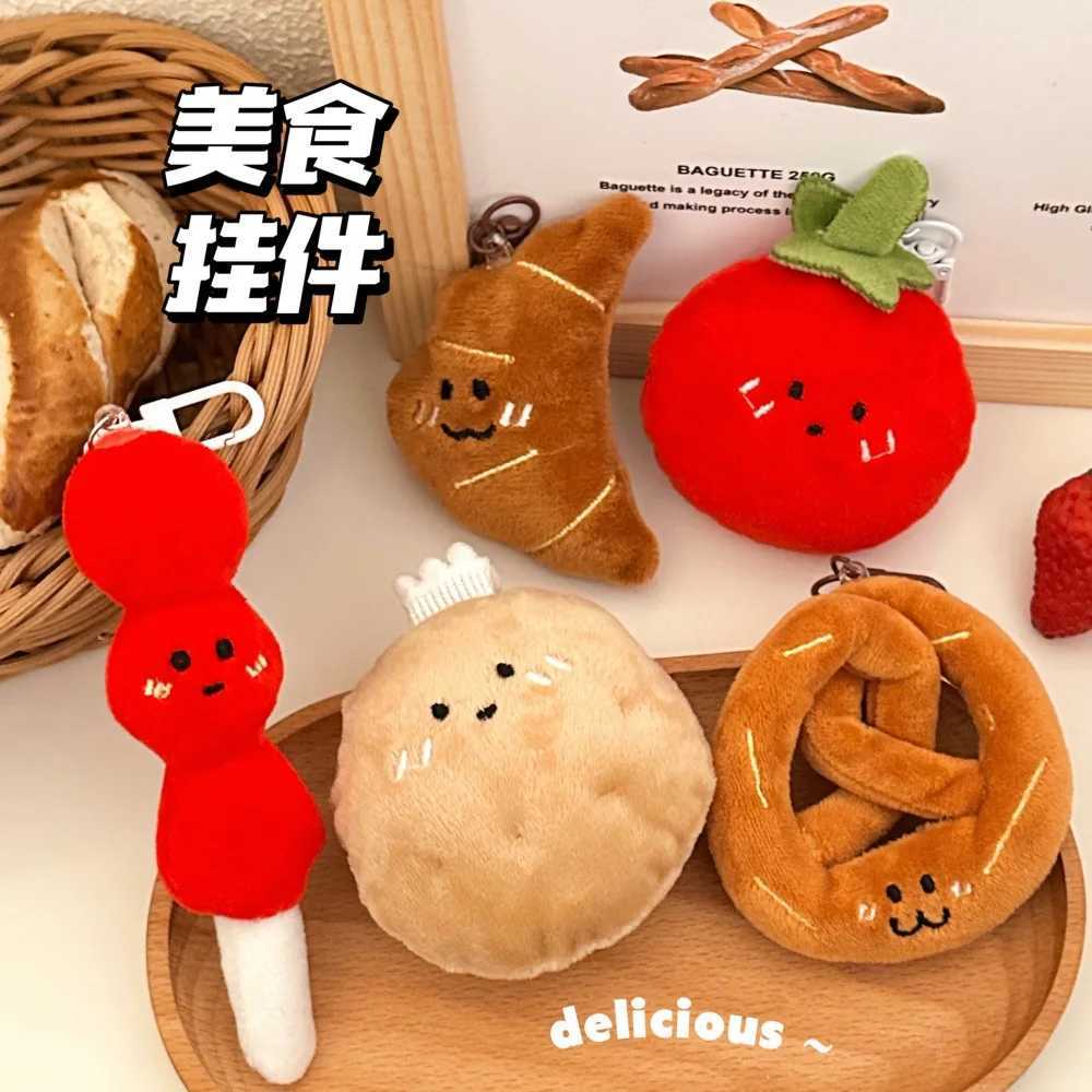 Kawaii Croissant Long Bread Series Plush Keychain Cute Decorative Backpack Pendant Plush Toy Doll Keyring Girl Gift W250411