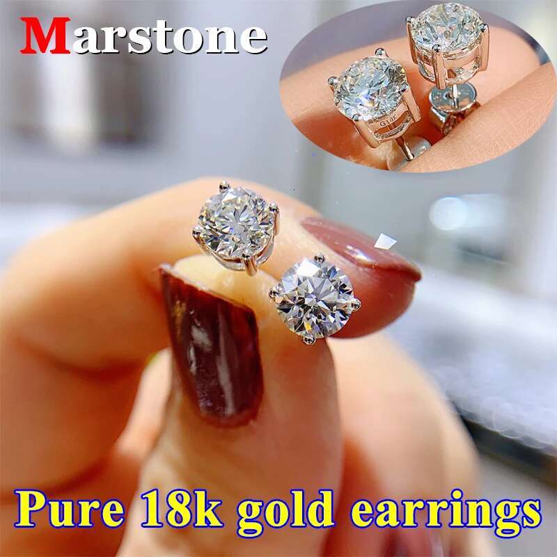 18K AU750 White Gold Womens Earrings 1CT D Color VVS1 Moissanite Wedding 18k Rose Yellow Gold Jewelry Ladys Earrings