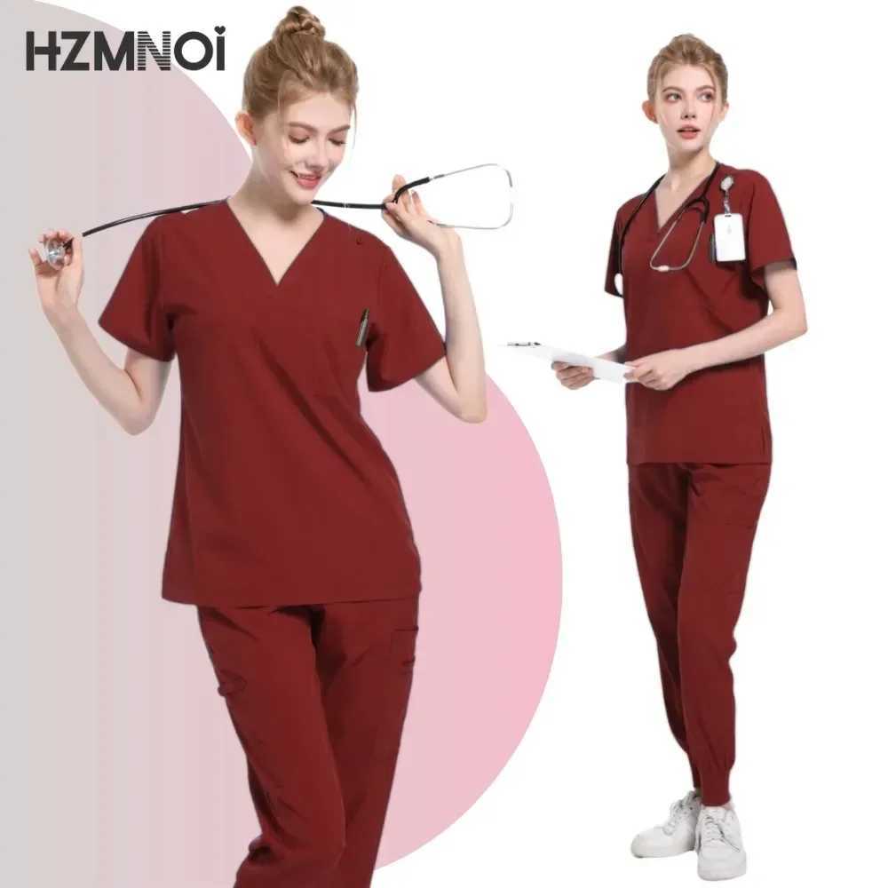 Unisex Doctor Medical Uniforms Men Women Nursing Clothes Beauty Come Nursing Scrubs Sets Dentist Workwear Clinical Tops Pants X250410