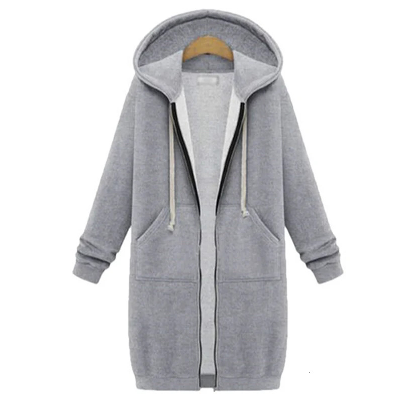 Womens Autumn Winter ThickenHoodies Parkas Loose Hooded Jackets Zipper Pocket Maxi Size Sweatshirt Sports Dresses Outwear 251105