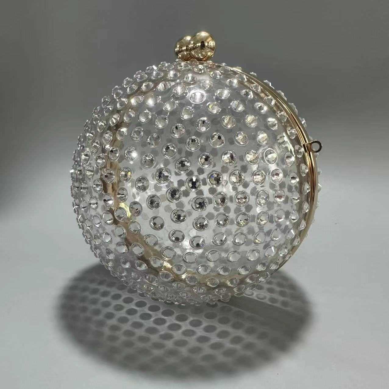 New trendy acrylic hand held diamond bag round ball vacation beach wedding banquet bag single shoulder crossbody bag