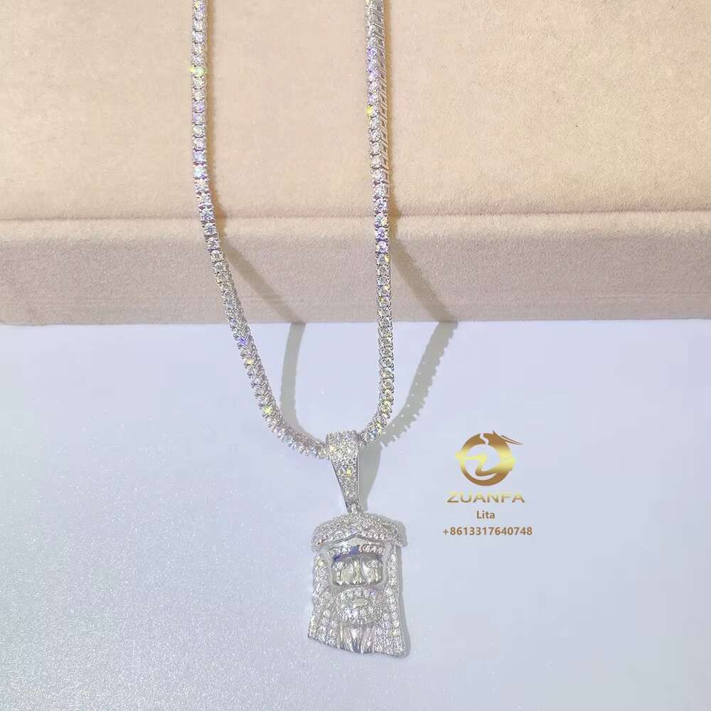 Pass test Hip Hop Wholesale Jesus Face 14k 18k Gold Plated Diamond Necklace and Pendant Women Pendant