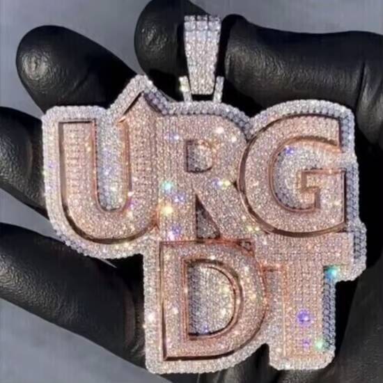 Pass Diamond Tester Custom Iced Out Vvs Heavy Gra Certified Moissanite Hip Hop Customized Square Letter Pendant Necklace for Man Customizable