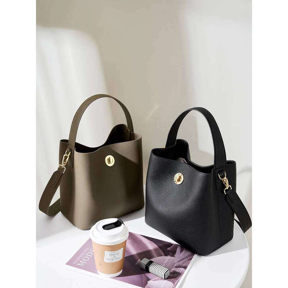 Bag 2025 Spring/Summer New Bucket Leather One-Shoulder Crossbody Large-Capacity Handbag Women's Bag