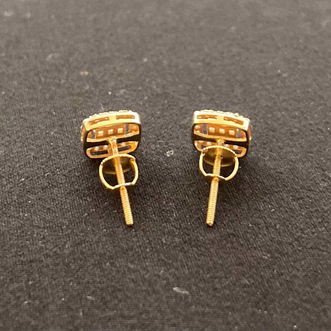 Luxury Real 10k Solid Gold Screw Back Earrings Iced Out Vvs Moissanite Gold Stud Earrings for Men