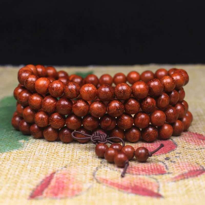 Padauk small leaf beads Rosewood big bracelet