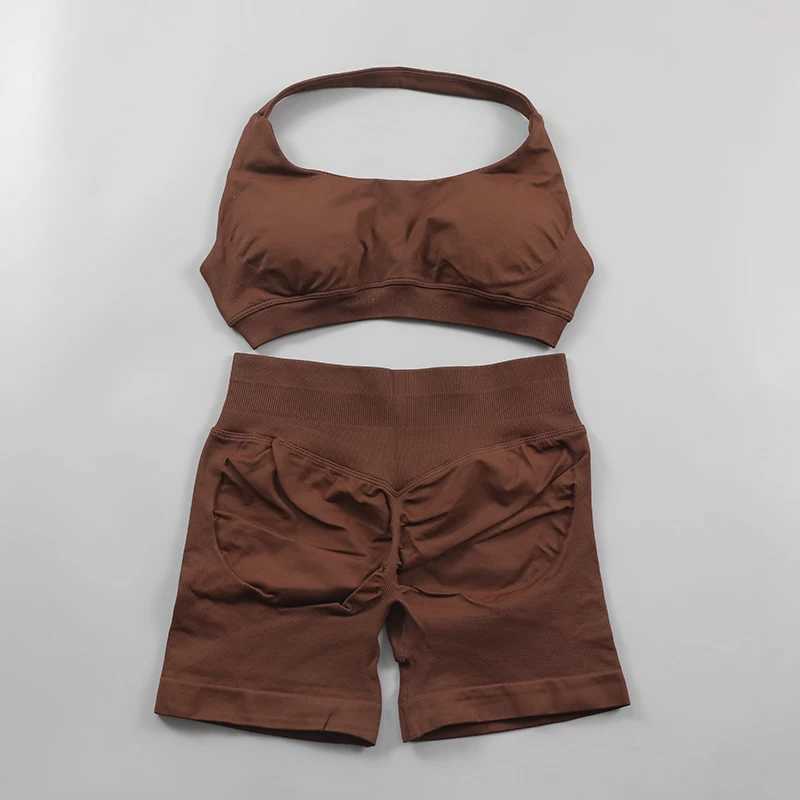 Seamless Fitness Yoga Set Womens Fitness Clothing Strap Sports Bra Competition Impact Shorts 2-piece Exercise SetW250411