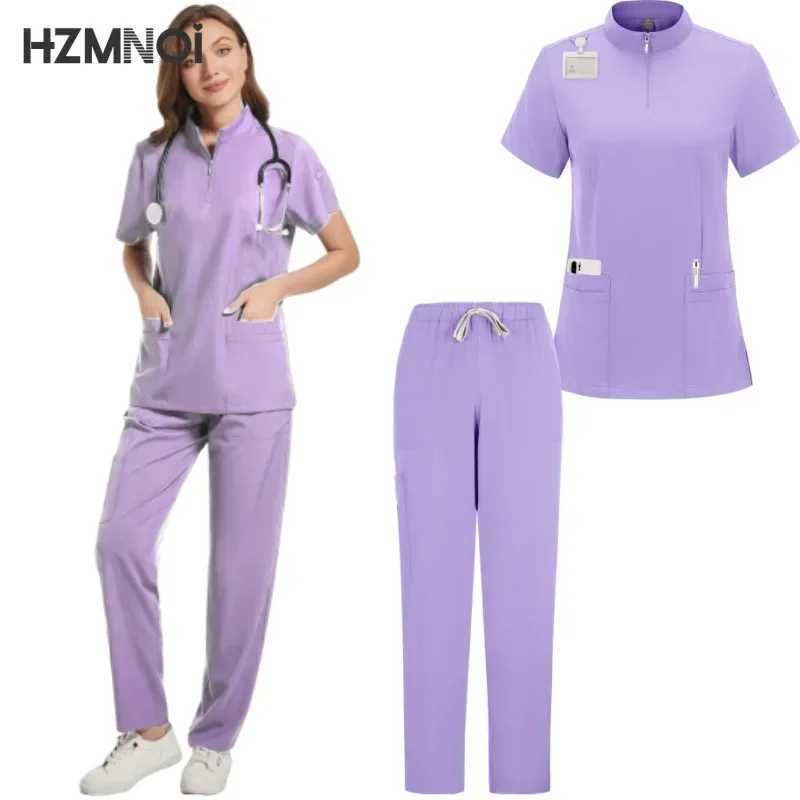 Short Slved Hospital Doctor Uniforms Spa Uniforms Dental Clinic Medical Scrubs Suits Pet Grooming Veterinary Nurse Accessories X250410