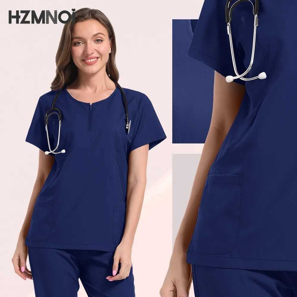 Surgical Set Women Pet Hospital Scrub Uniforms Suits Unisex Solid Color Surgical Gown Pocket V-neck Jogger Suits X250410