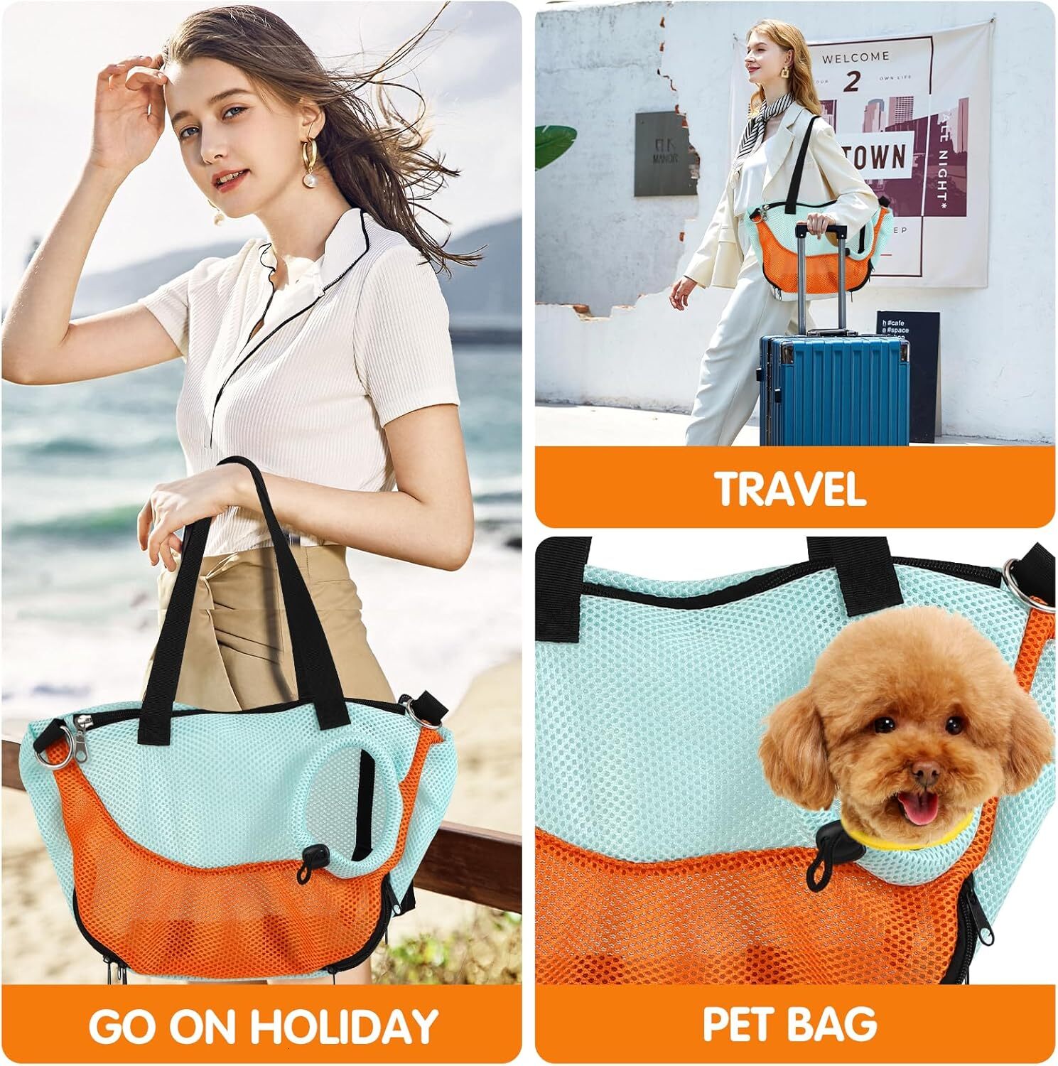 adjustable handsfree dog strap suitable for carrying small dogs and cats travel safety belt doublesided small dog carrying wallet with storage pocket