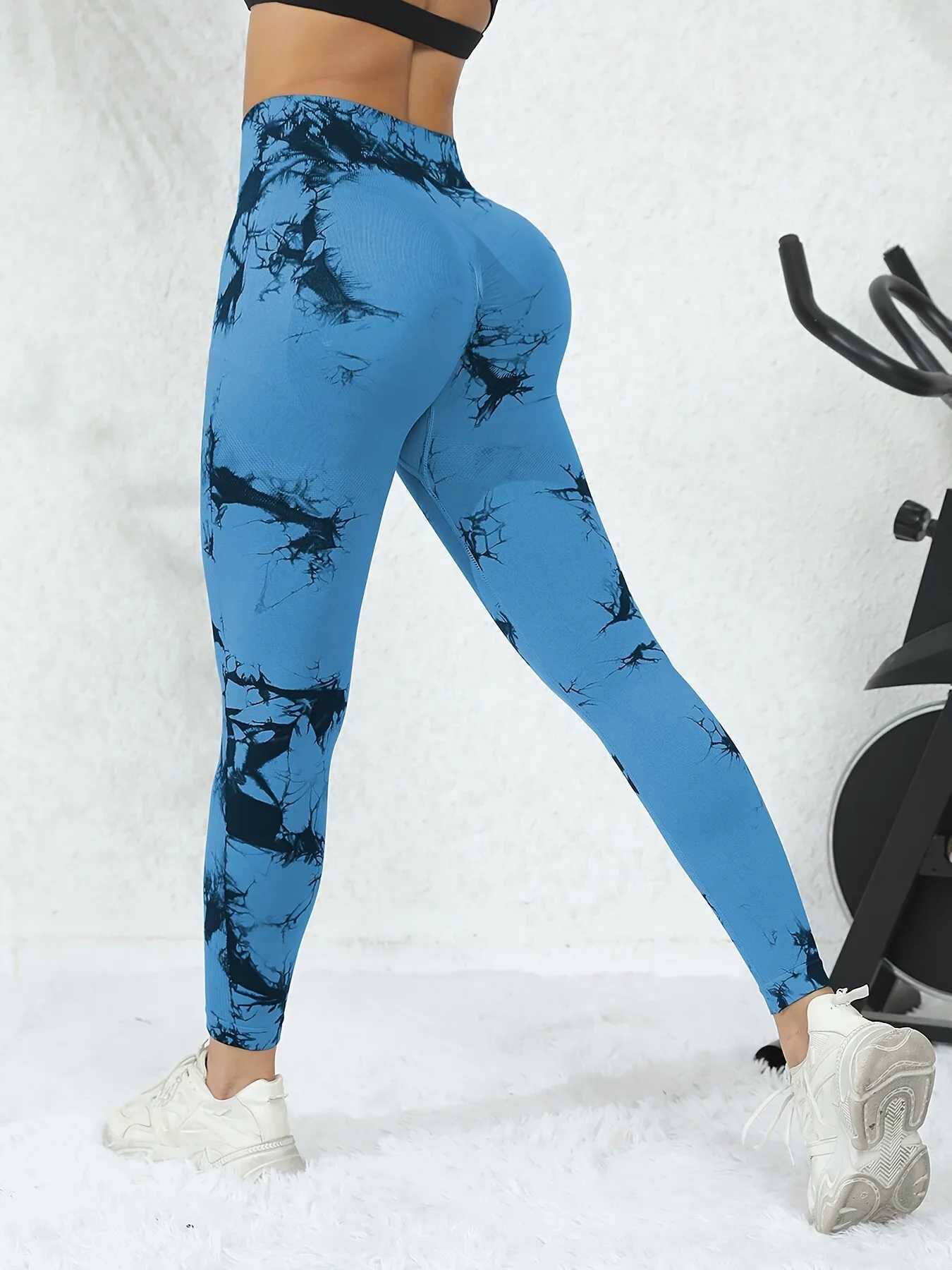Tie dye yoga pants sports legs seamless high waist push ups for women tight fitting fitness exercise legs gym clothing 2025 newW250411