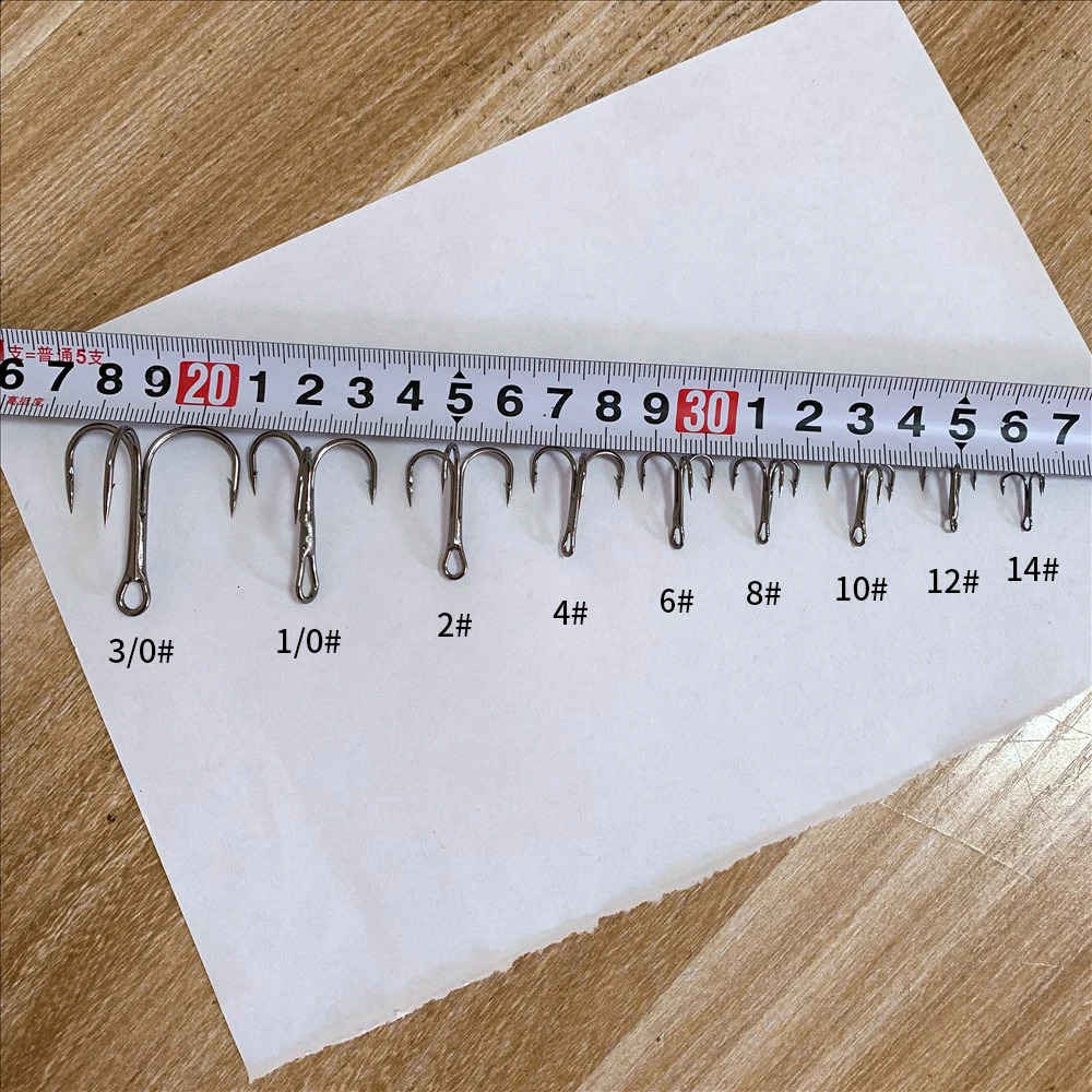 Shawto 50Pcs Round Fishing Hook Black High Carbon Treble Hooks Saltwater Super Sharp Solid Size 6 10 12 FishHook For Lures 251103